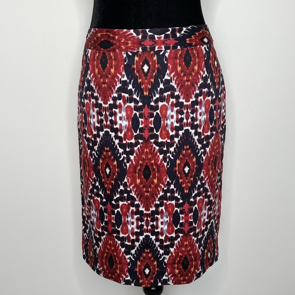 Van Heusen Pencil Skirt‎ Womens Size 6 Red White Blue Knee Length